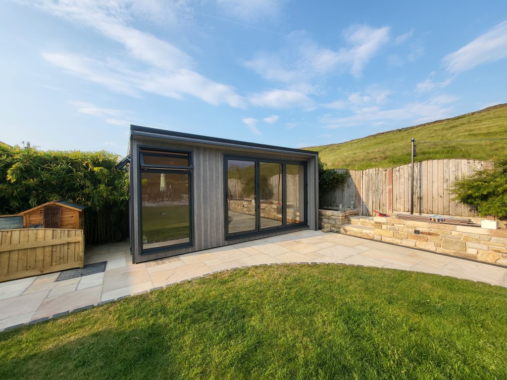 Composite clad garden room, displays what composite cladding looks like