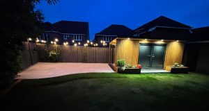 Garden Room Lit up at night