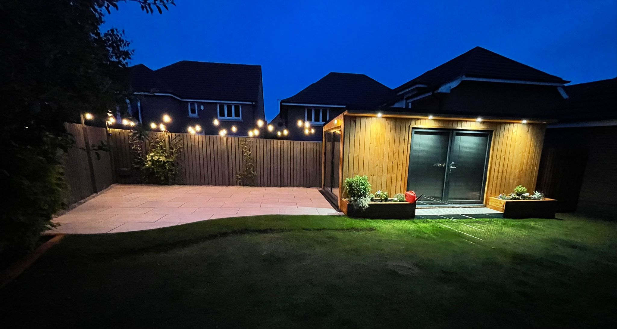 Garden Room Lit up at night
